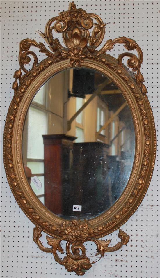 Victorian gilt and composition oval  mirror